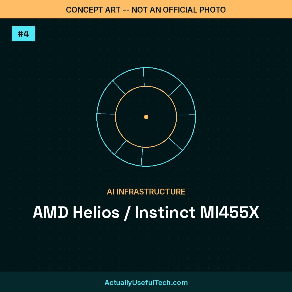 Concept art, not an official photo: AMD Helios / Instinct MI455X